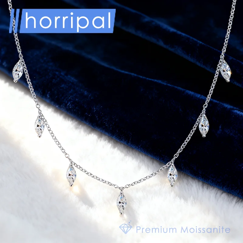 

2.1ct Marquise Moissanite Necklace with GRA Certificate 925 Sterling Silver Clavicle Chain Adjustable Elegant Necklace for Women
