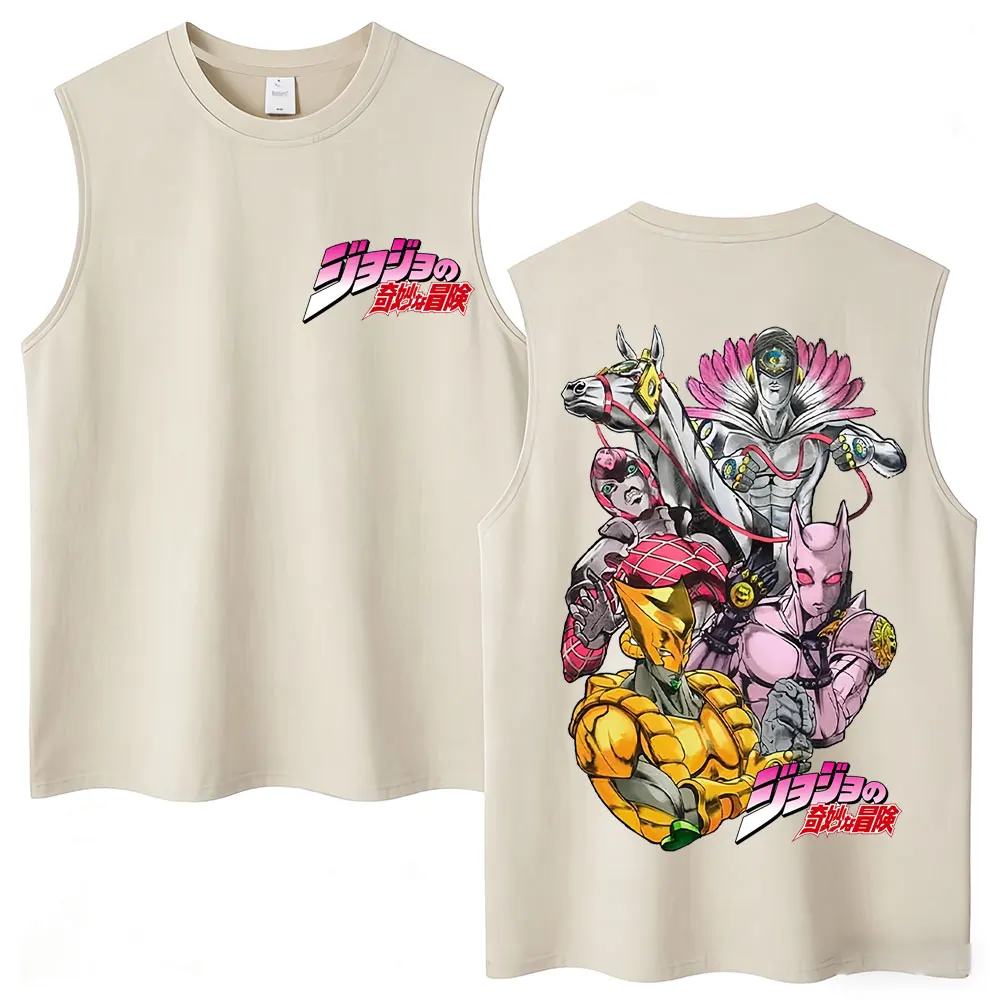 Anime JoJo Bizarre Adventure Kujo Jotaro Washed Tank Tops Men Women Fashion Vintage Vests Cotton Loose Casual Sleeveless T Shirt view 2