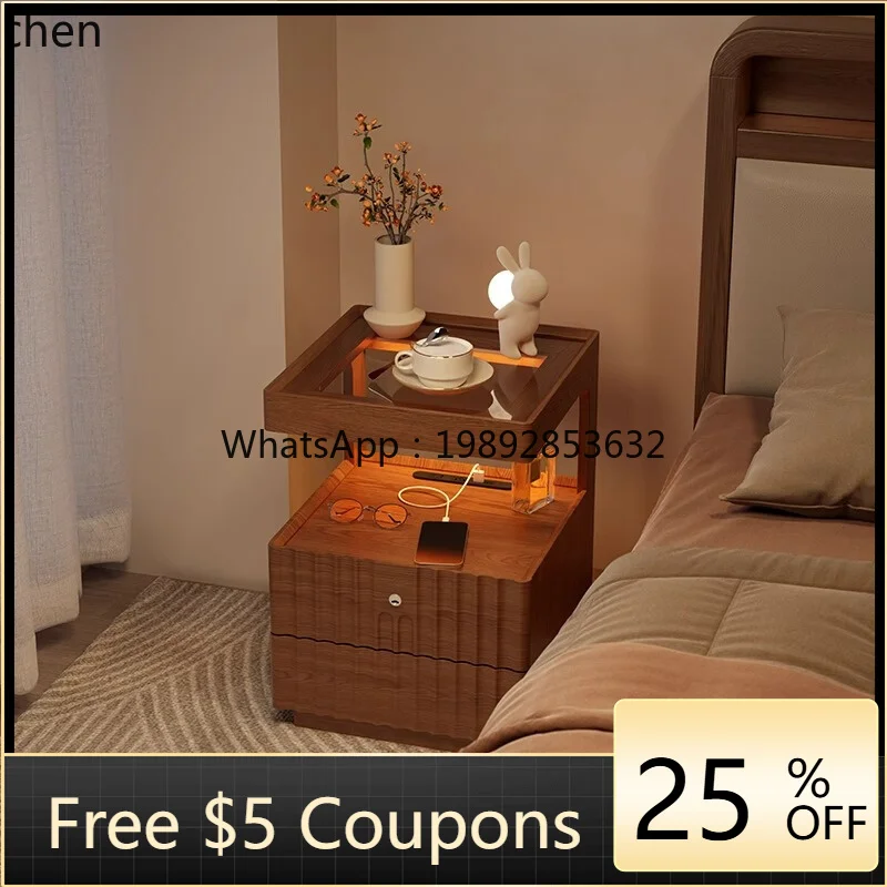 

U6 Solid Wood Smart Home Bedroom with Lock Storage Bedside Locker