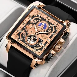 LIGE Fashion Chronograph Men Watches Top Brand Luxury Silicone Sport Wristwatch Business Quartz Clock Waterproof Montre Homme