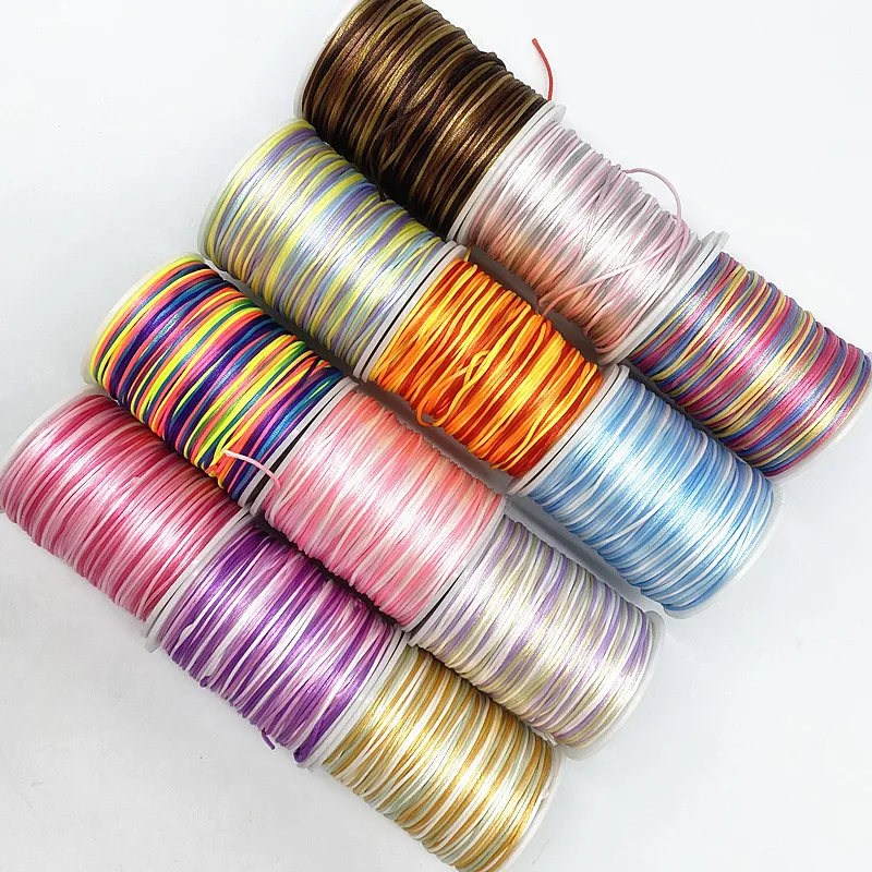 10 ---- 100 yardas/lote 1,0mm colorido nudo chino línea cordón de satén de seda cordón de nailon DIY cadena collar pulseras cordón
