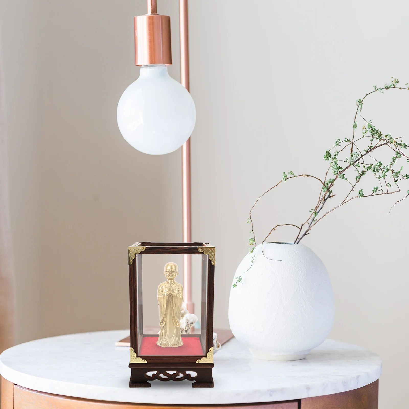 

Wooden Transparent Showcase Box for Collectibles Figures Models Buddha Figurines Desktop Display Organizer Case