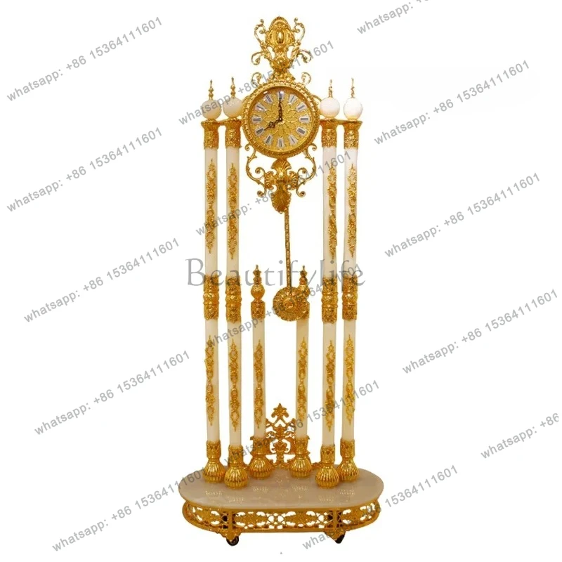 yj57 Multifunctional simple European fashion high-end household large floor clock movable living room engraved bronze bell