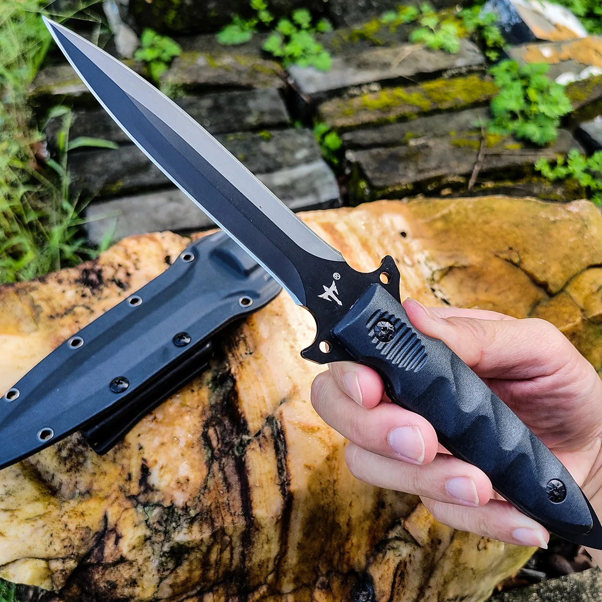 Outdoor Survival Straight Knife Camping High Hardness Portable Tools Self-Defense Tactics Wilderness Multi-purpose Knives
