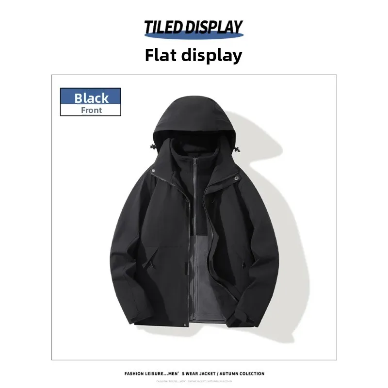 Autumn Winter Outdoor Men's Cold Warm Three in One Fleece Cotton Clothing Sports Leisure Windproof and Breathable Assault Suit