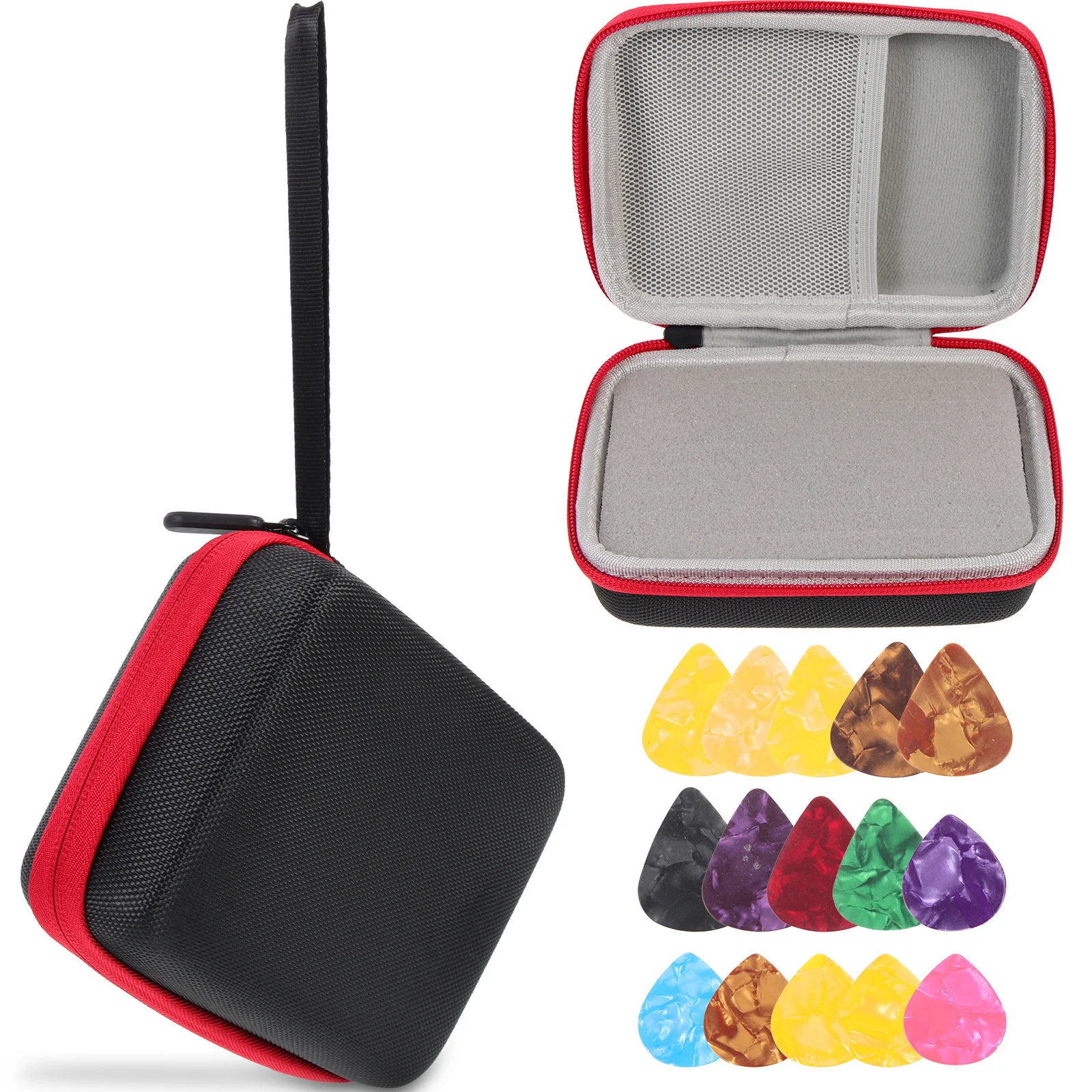 1 مجموعة 1 مجموعة يختار حامل تخزين دائم للكهرباء الغيتار الشعبي Plectrums المحمولة اختيار الحاويات السلس سستة العملي #6