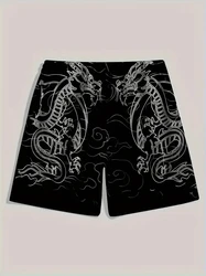 Men's beach pants Black and White Dragon 3D printed men's shorts Summer casual breathable shorts men clothing Bermuda men shorts