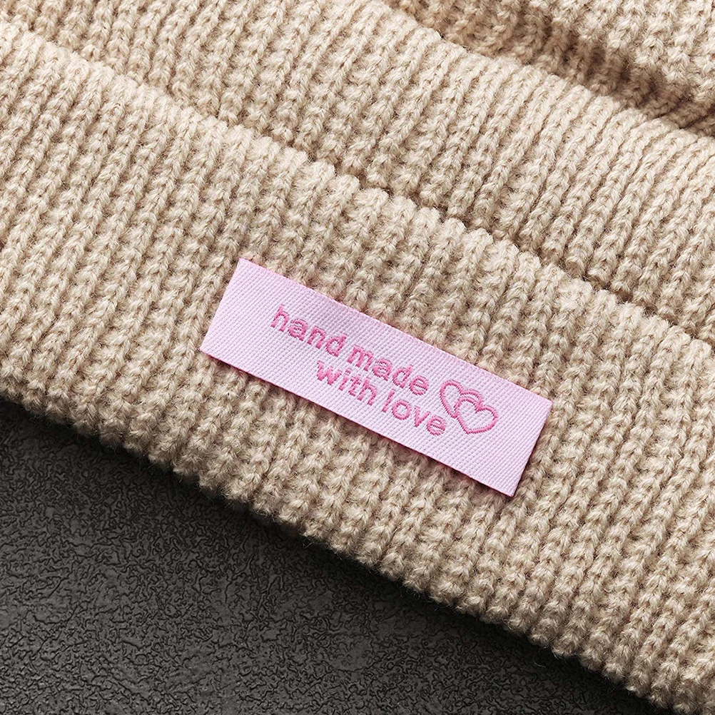 

80 pcs Clothing Collar Labels Handmade Tags Pink Black White Chocolate Sewing DIY Apparel Jeans Bag Hat Classic Color