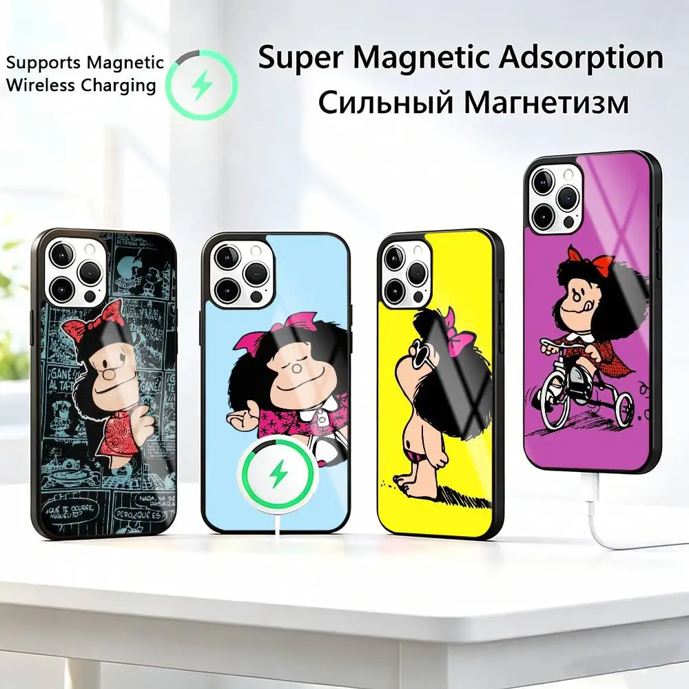

Mafalda-a Cartoon-n Phone Case For iPhone17,16,15,14,13,12,11 Plus,Pro Compatible with magnetic wireless charging