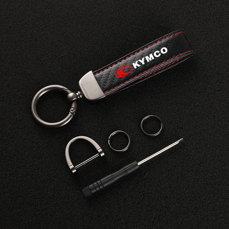 High-Grade Carbon Fiber Motorcycle Keychain Holder Keyring for KYMCO Xciting 250 300 400 AK550 CT250 CT300 S400 DOWNTOWN view 4