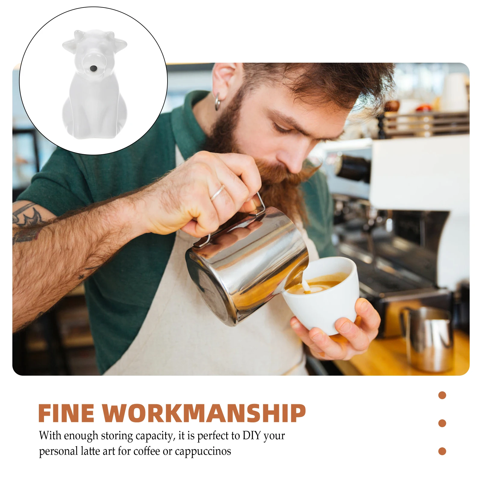 

Compact Ceramic Milk Pot Animal Shaped Design Easy Operate Long Time Use Coffee Frothing Sauce Holder Coffee Cup