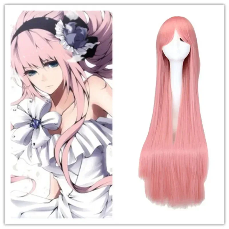 100 cm anime rosa peruca cosplay para vocal-luka completa longa reta resistente ao calor perucas de cabelo sintético perucas femininas xm19