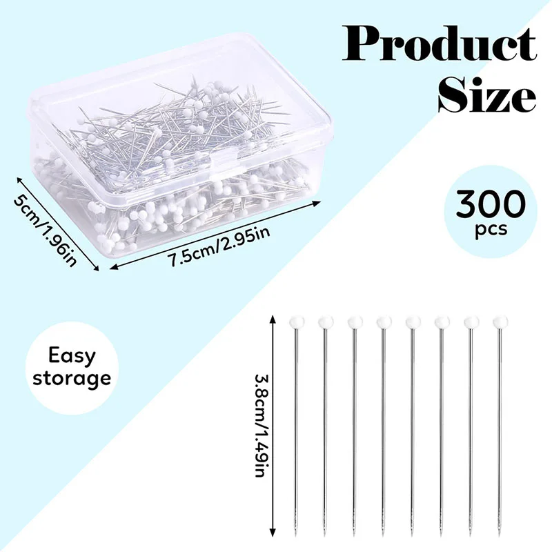 KRABALL 300/400pcs Sewing Pins Straight Pins for Fabric Pearlized Ball Head Quilting Pins for Dressmaker Jewelry DIY Decoration