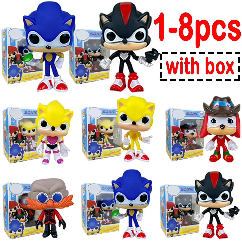Anime Sonic Action Figures Tails Vinyl Toys Werehog Knuckle Dolls Dr. Eggman Cartoon Figure Model for Birthday Gift
