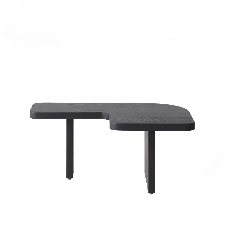 Table basse noire en bois massif wabi-sabi, table d'appoint de luxe haut de gamme de forme spéciale pour salon et maison