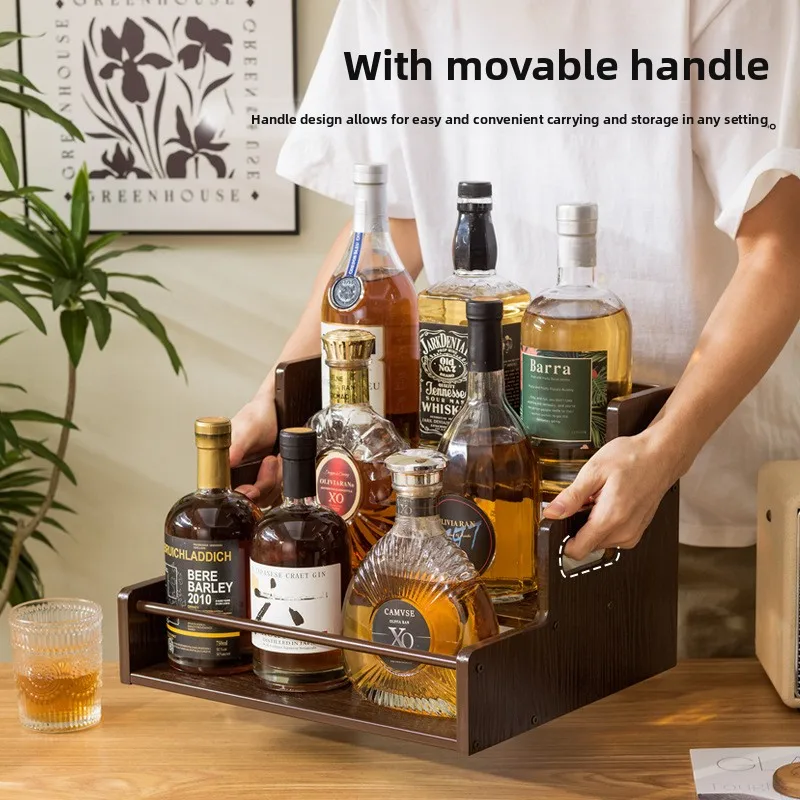 

Solid Wood Wine Rack Display Rack Small Dining Bar Dormitory Wine Cabinet Fruit Wine Beverage Bartending Special Desktop Rack
