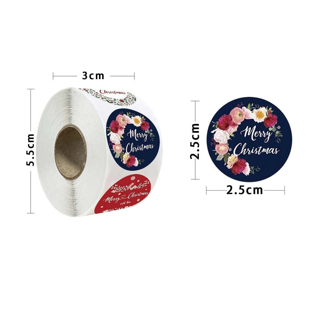 500 قطعة ملصقات عيد ميلاد سعيد 1 بوصة مستديرة عيد الميلاد العلامات ملصقات للأطفال هدية الخبز حزمة المغلف القرطاسية الديكور