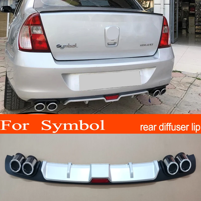 Renault Symbol ABS Plastic Silver / Black Car Rear Bumper Rear Diffuser Spoiler Lip for Renault Symbol