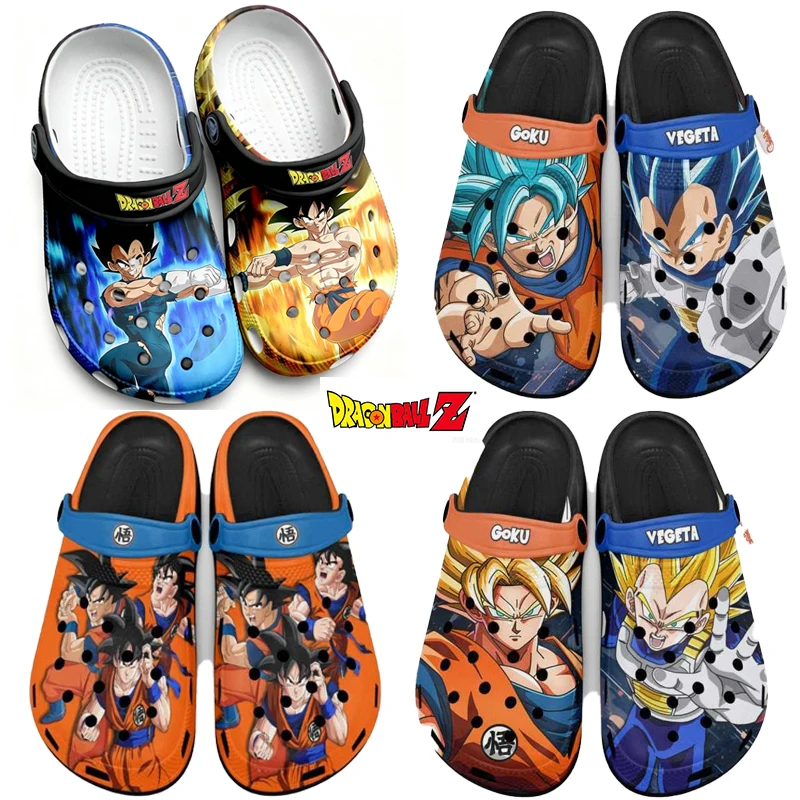 Anime Dragon Ball Z Goku Vegeta Clogs Rutschfeste Freizeitschuhe für Männer und Frauen Hausschuhe Outdoor-Strandsandalen Anime Cosplay Geschenk