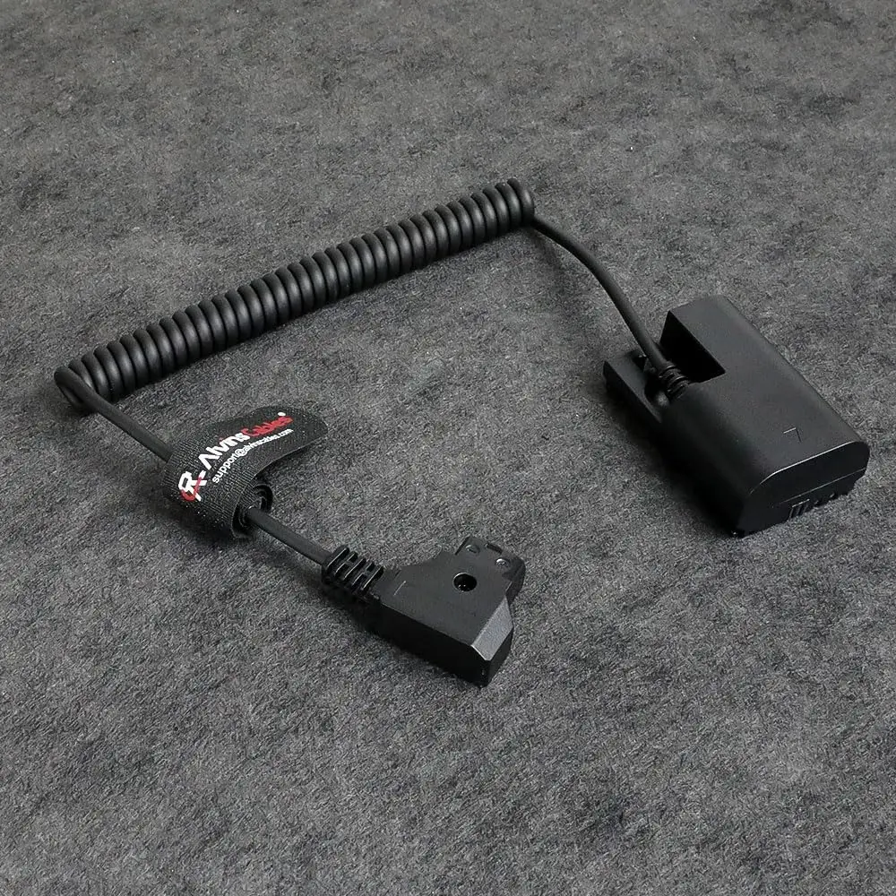 Alvin's Cables E6NH Dummy Battery to D-Tap Coiled Cable for Canon-R5C