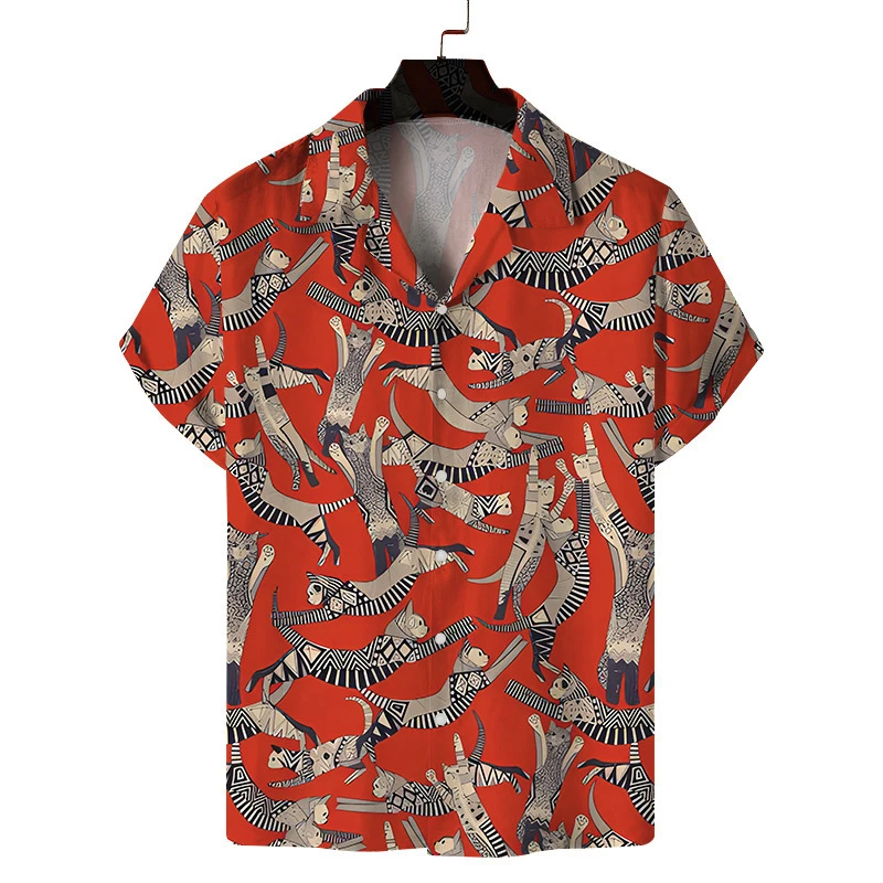 Hawaiian Print Beach Style Loose Casual Short Sleeve Men's Shirt Harajuku Trend Summer Casual Collared Shirt Comfortable Tops