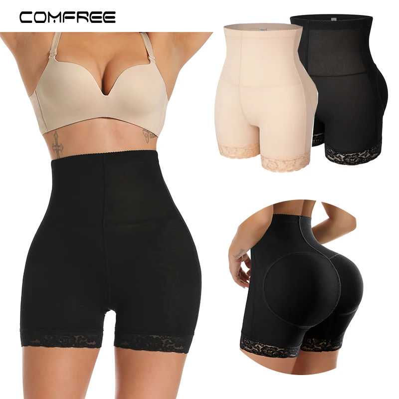 Kobiety Butt Lifter Shapewear bielizna z wypełniaczem Hip Enhancer szorty fałszywe Booty majtki modelujące brzuch wysoki gorset Waist Trainer