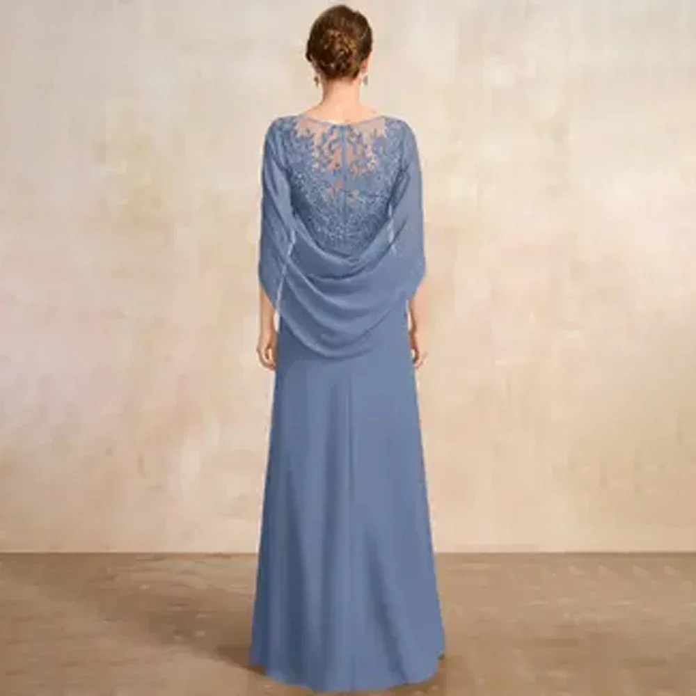 Vestido de noite elegante de chiffon personalizado com jaqueta para mulheres até o chão vestido para mãe da noiva perfeito para formal até mesmo