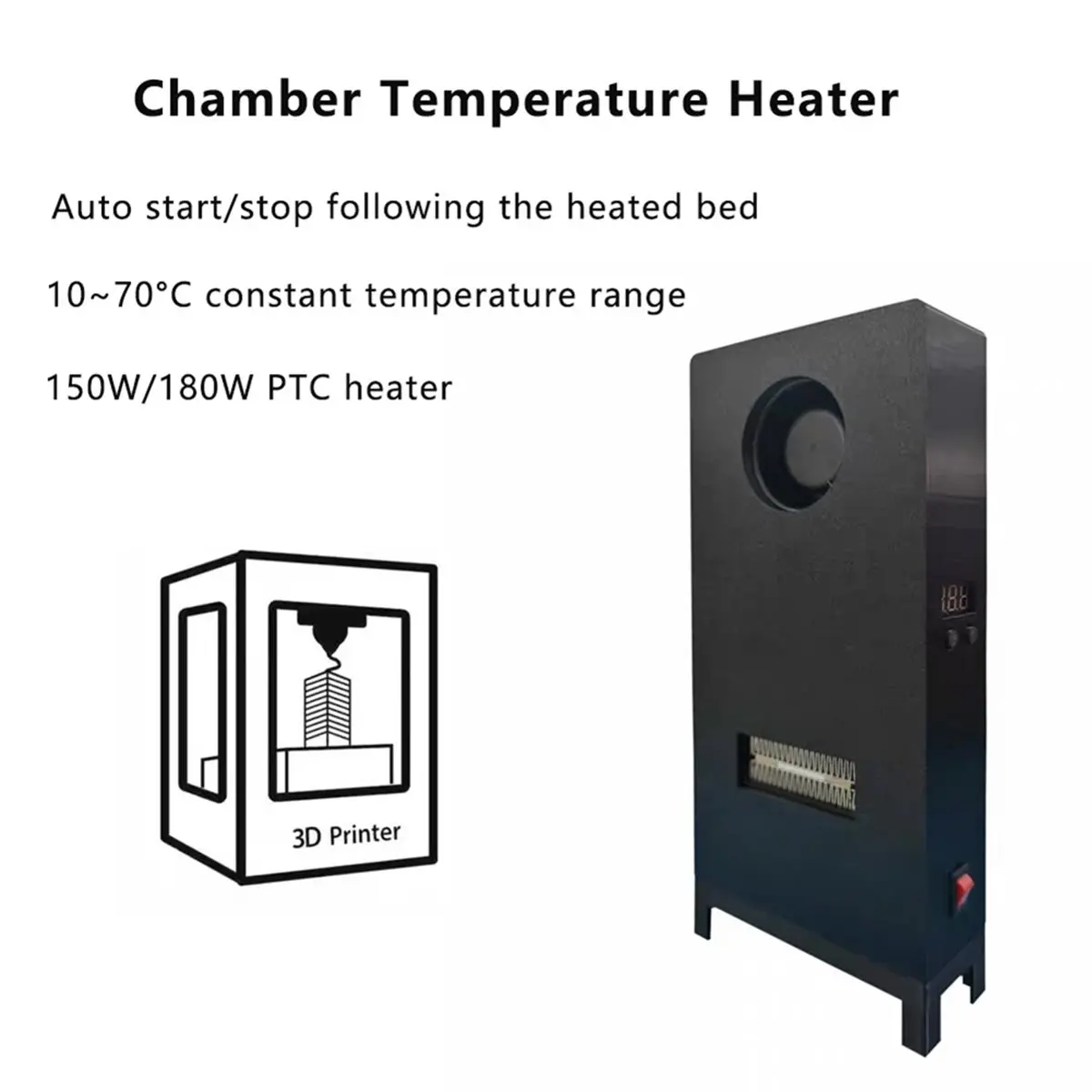 Chamber Heater 300W for P1S/X1C Heater for Riscaldatore Accessories 3D Printer Chamber Heat P1S