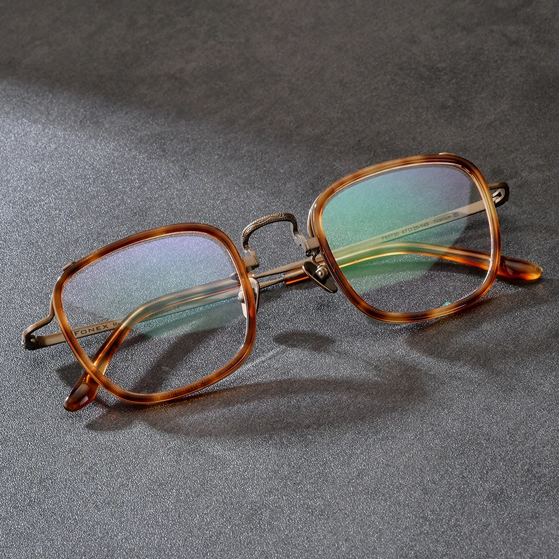 FONEX Acetate Titanium Eyeglasses Frame Men Brand Design Vintage Square Glasses Women Retro Japanese Eyewear Spectacles 85730