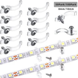 50/100 Pack Strip Light Mounting Brackets,Fixing Clips,One-Side Fixing,Included 100pcs Screws  for 8/10mm Wide Waterproof Strip