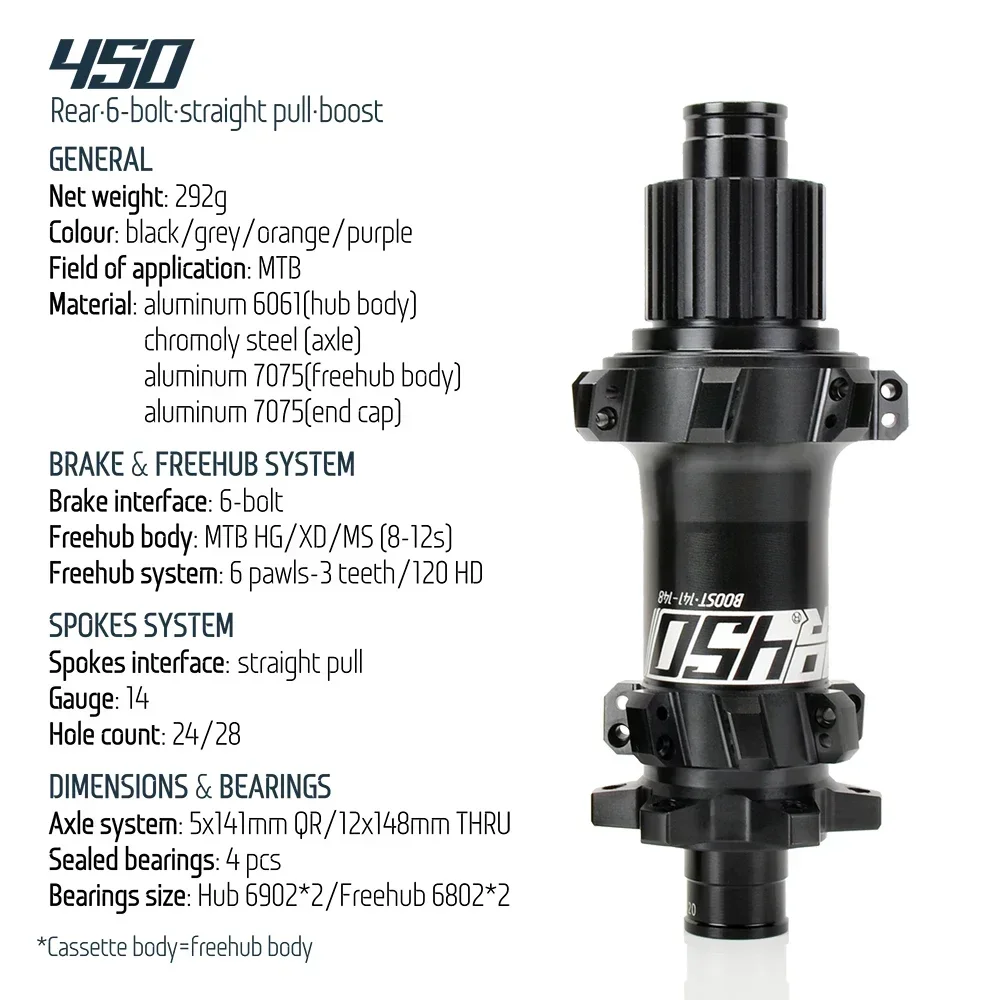 Koozer 450 Boost 120HD 28 Löcher Straight Pull 6B CR-MO Stahlachse 5x141 15x110 12x148 HG XD MS 11 12s Fahrradteile MTB Fahrradnabe – Detail 12