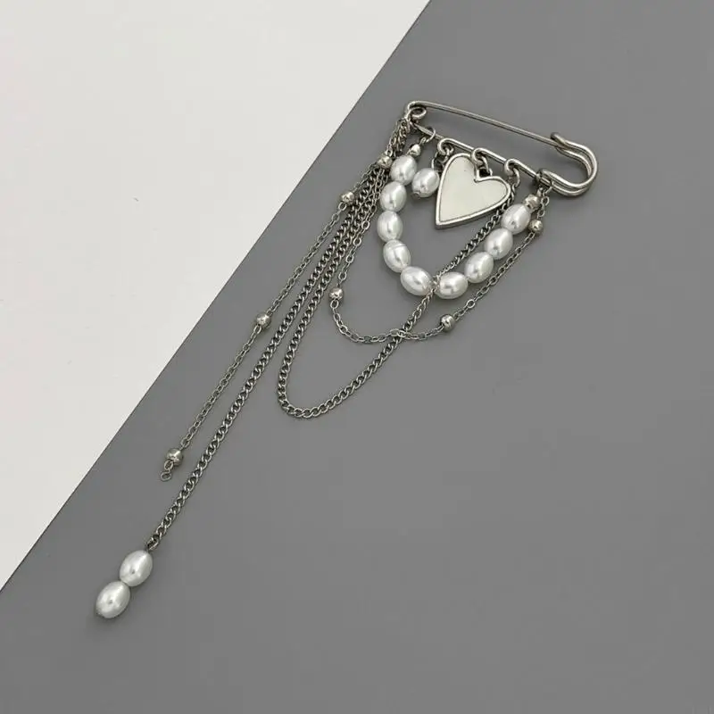  Dainty Alloy Heart Brooch Corsage Pin Adorned With Multiple Delicate Chains And Sparkling Accent