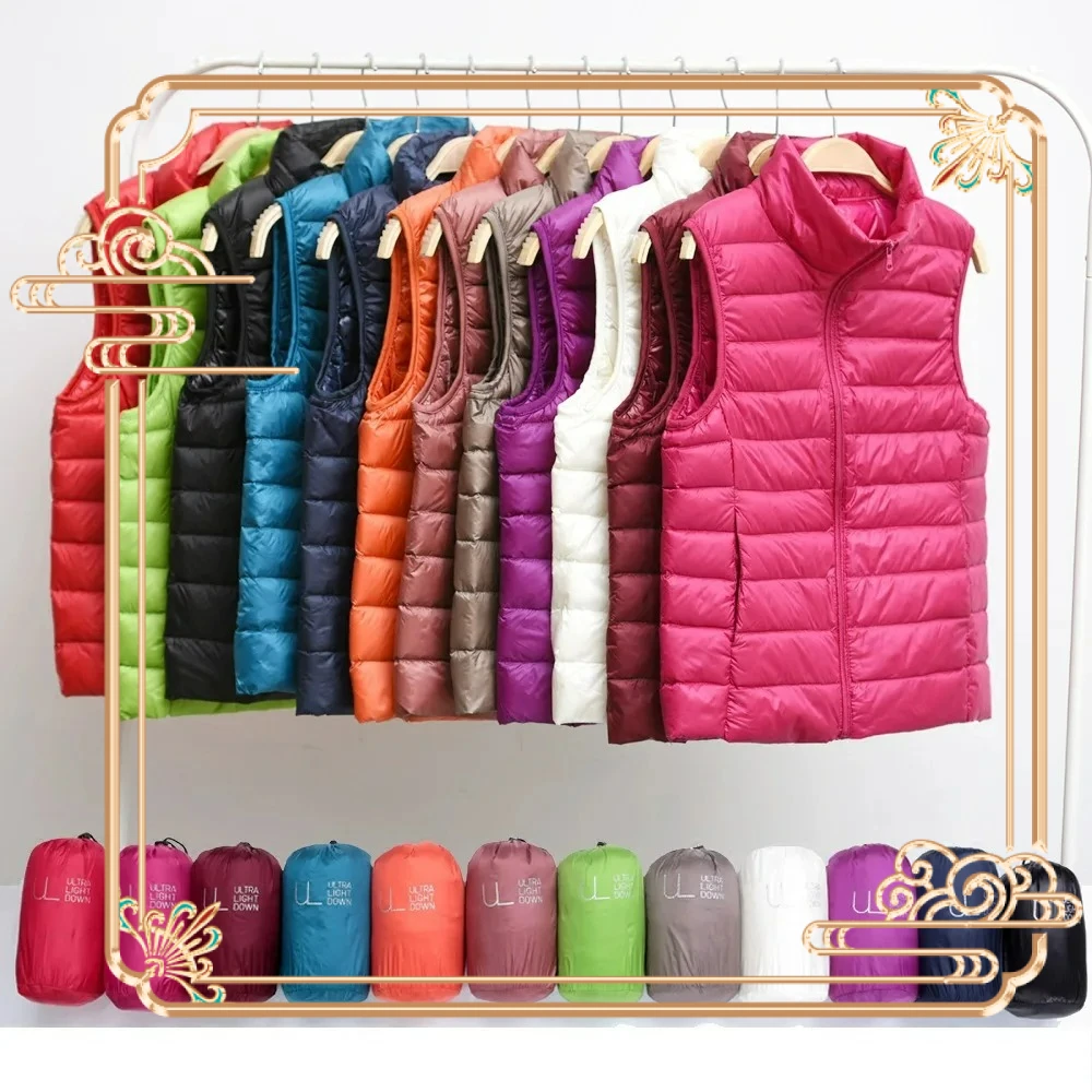 

New 2025 Women Women Ultra Light Down Vests Slim Sleeveless Jacket Portable Girl Lightweight Windproof Waistcoat