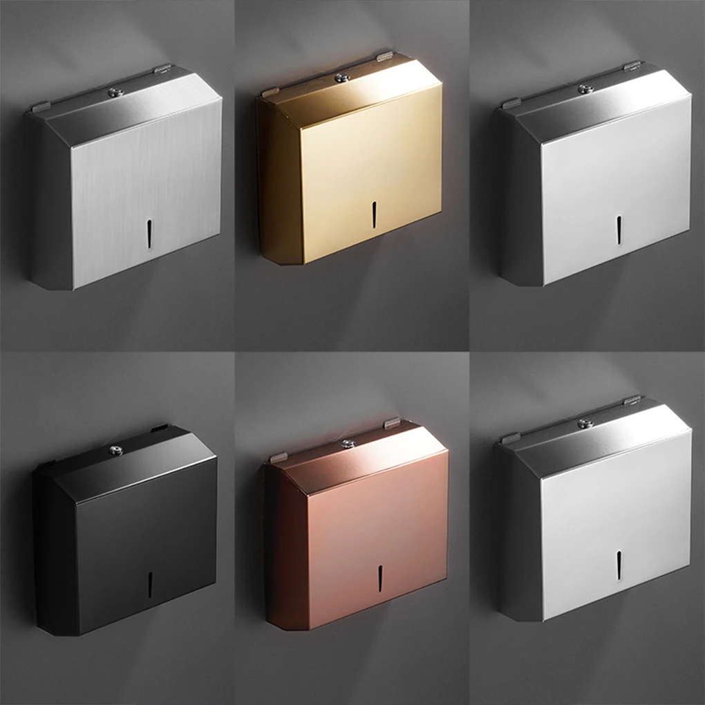 Stainless Steel Tissue Dispenser Hand Wiping Paper Box Wall Mounted Household Toilet Paper Drawer Washroom Paper Storage Racs