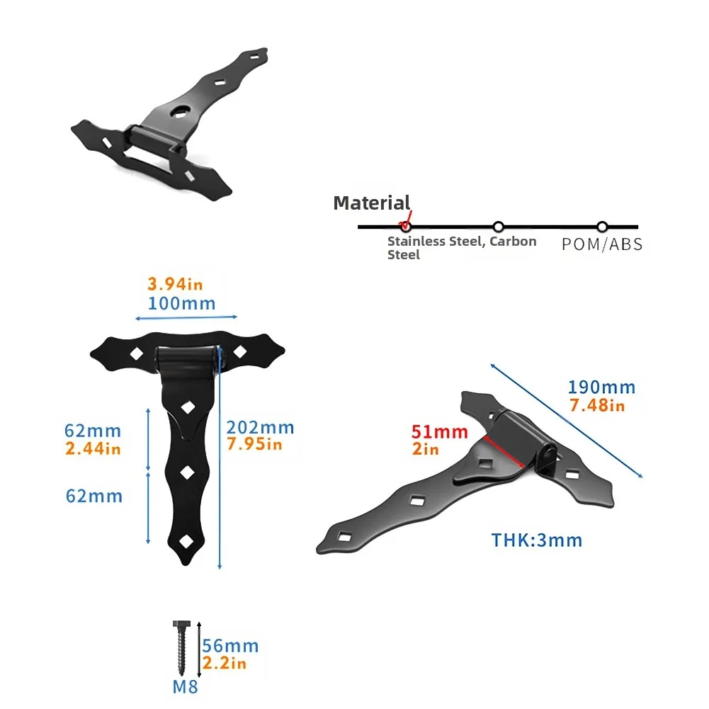 

Долговечные железные петли, сверхмощная петля для деревянных ворот, съемный шарнирный штифт для деревянных заборов из ПВХ, включая входные в саду