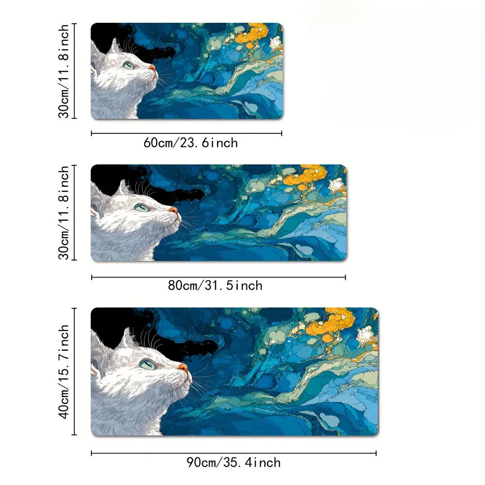 لوحة ماوس أنيمي على شكل قطة بيضاء من الفن التجريدي، لوحة ألعاب مكتبية، ملحقات الكمبيوتر، لوحة مفاتيح، وسادات ماوس الكمبيوتر، سجادة مكتب #4