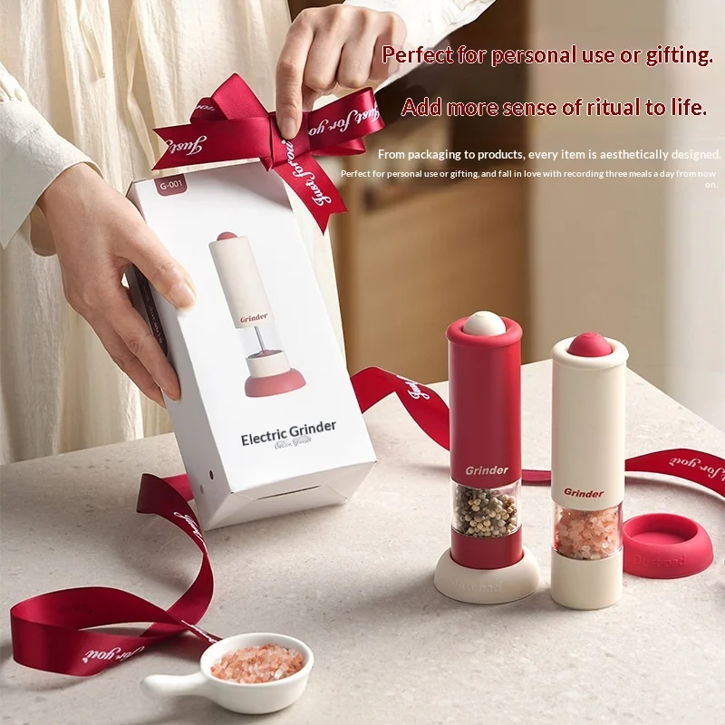 Molinillo de pimienta eléctrico, condimento recién molido de cocina, sal marina, pimienta en polvo, pimienta negra, botella molida
