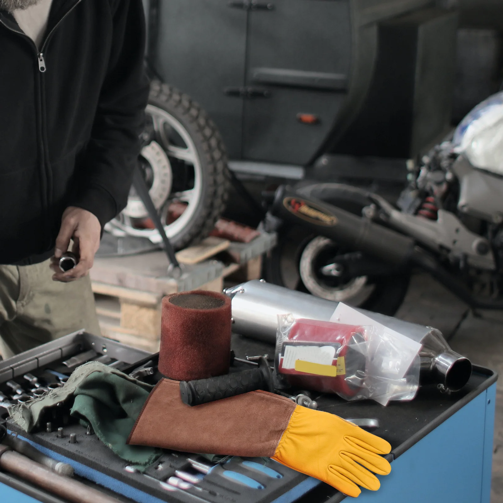 

1 Pair Gloves Wear-Resistant Anti-Scald Cow Protective Gloves For Gardening Repair Welding Working Handwear