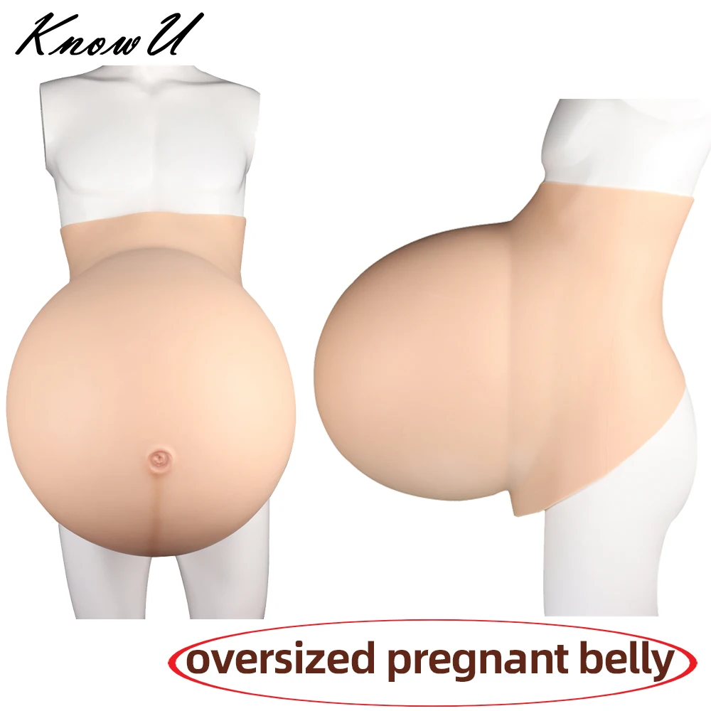 KnowU Oversized Pregnant Belly Silicone Fake  For Cosplay Transgender Drag Queen Giant Cotton Filling