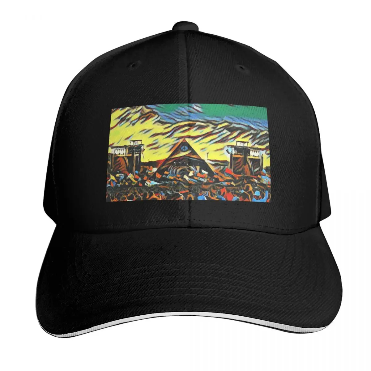 

Glastonbury Festival Pyramid Stage Artwork Baseball Cap Rave Luxury Man Hat hats for men Woman Men's