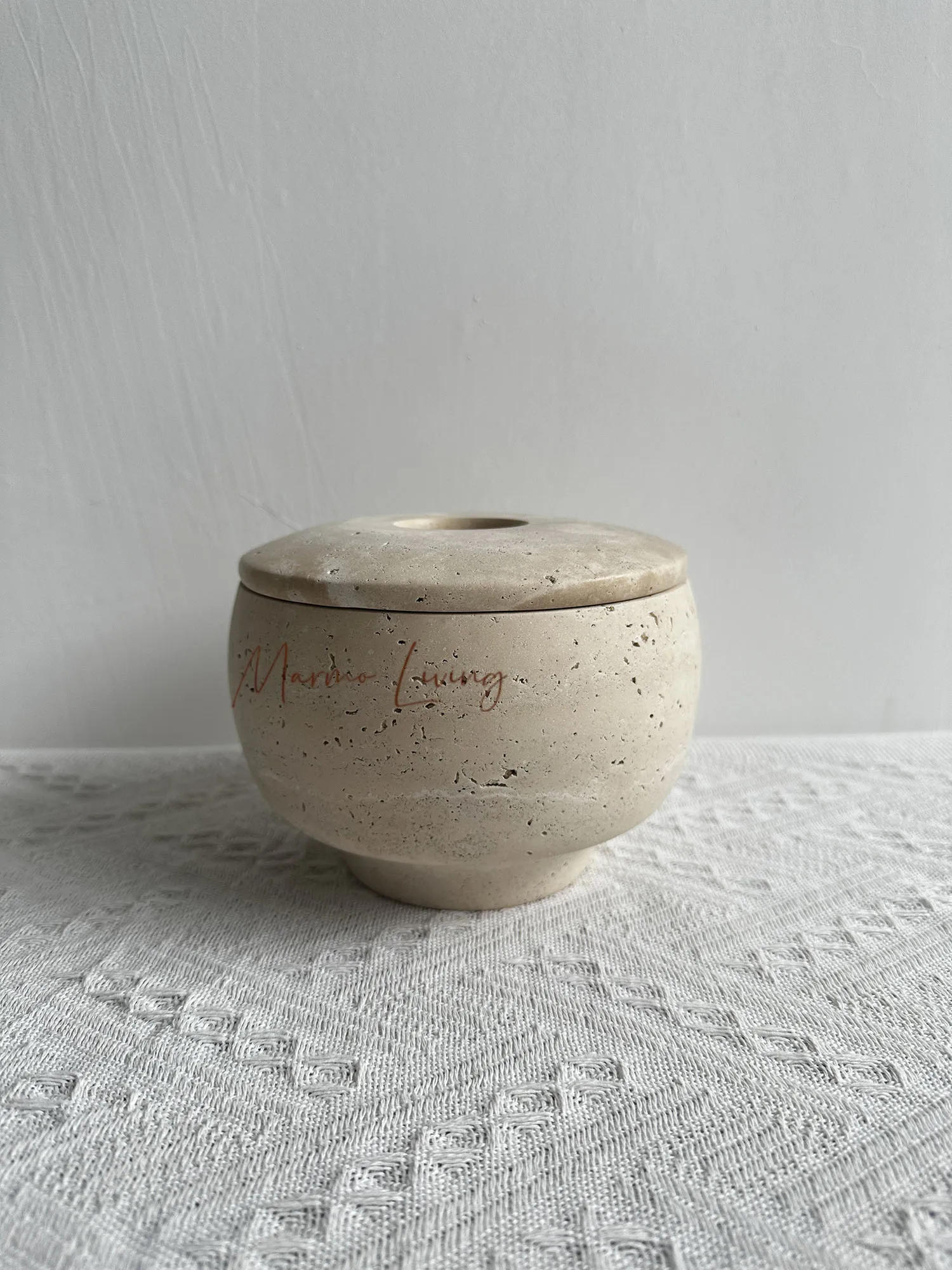 New Wabi Sabi Style Beige Travertine Designer Aroma Diffuser Candle Holder for Living Room Bedroom Decor