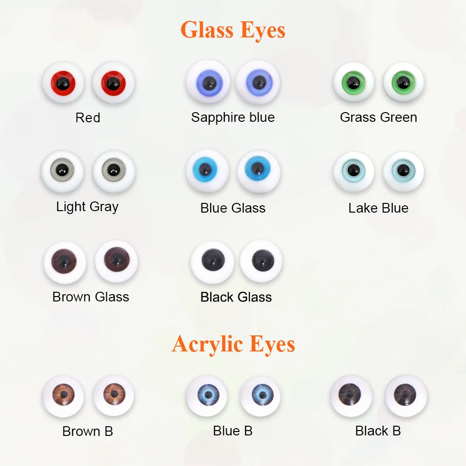 Doll BJD Eyes Craft Glass Acrylic Safety Animal Toy EyeBall 1/3 1/4 1/6 1/8 Grey Green Blue 6 8 10 12 14 16 18mm BJD Accessories