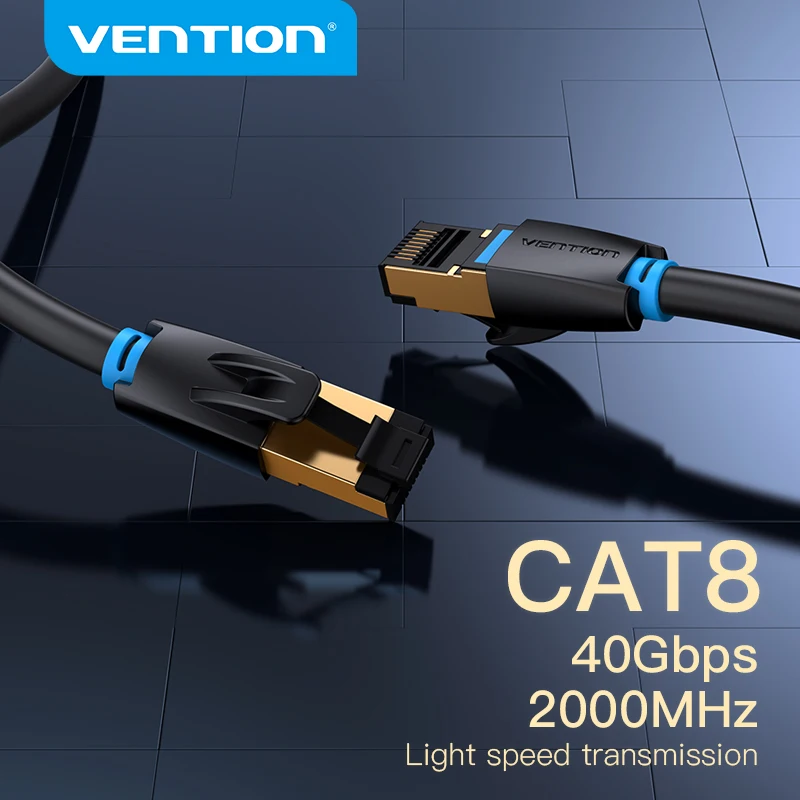 Vention Cat8 Ethernet Cable STTP 40Gbps 2000MHz Cat 8 RJ45 Network Lan Patch Cord for Router Modem Internet RJ 45 Ethernet Cable