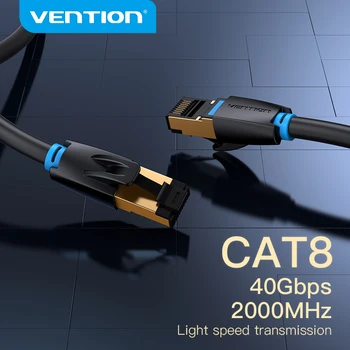 Vention Cat8 이더넷 케이블 STTP 40Gbps 2000MHz Cat 8 RJ45 라우터 모뎀용 네트워크 LAN 패치 코드 인터넷 RJ45 이더넷 케이블