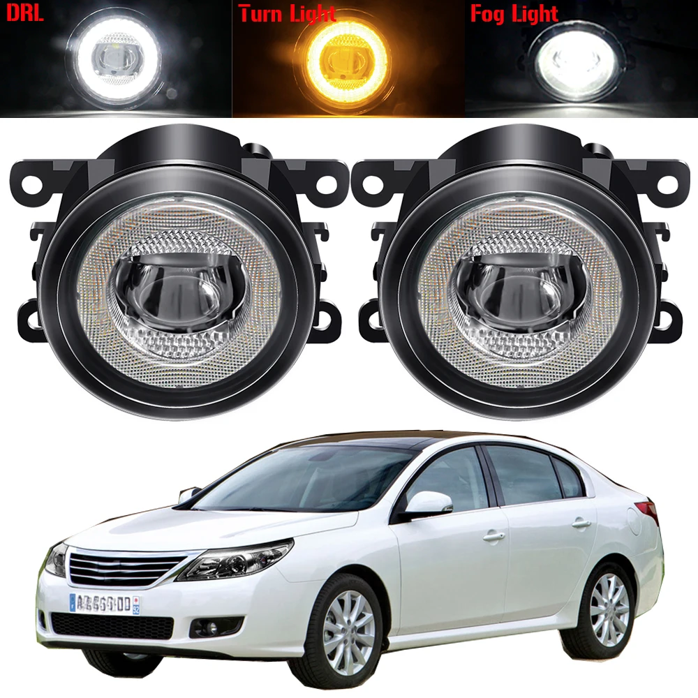 2 X 30W Car Fog Light Assembly Angel Eye LED Fog Turn Signal Daytime Driving Lamp 12V For Renault Latitude Sedan L70 2011-2015