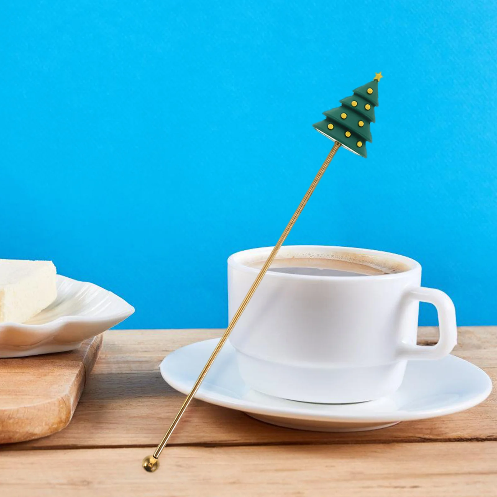 

Holiday Coffee Stirrers 6 Count Metal Swizzle Sticks Christmas Tree Design Stainless Steel Beverage Mixing Rods for Juice Whisky