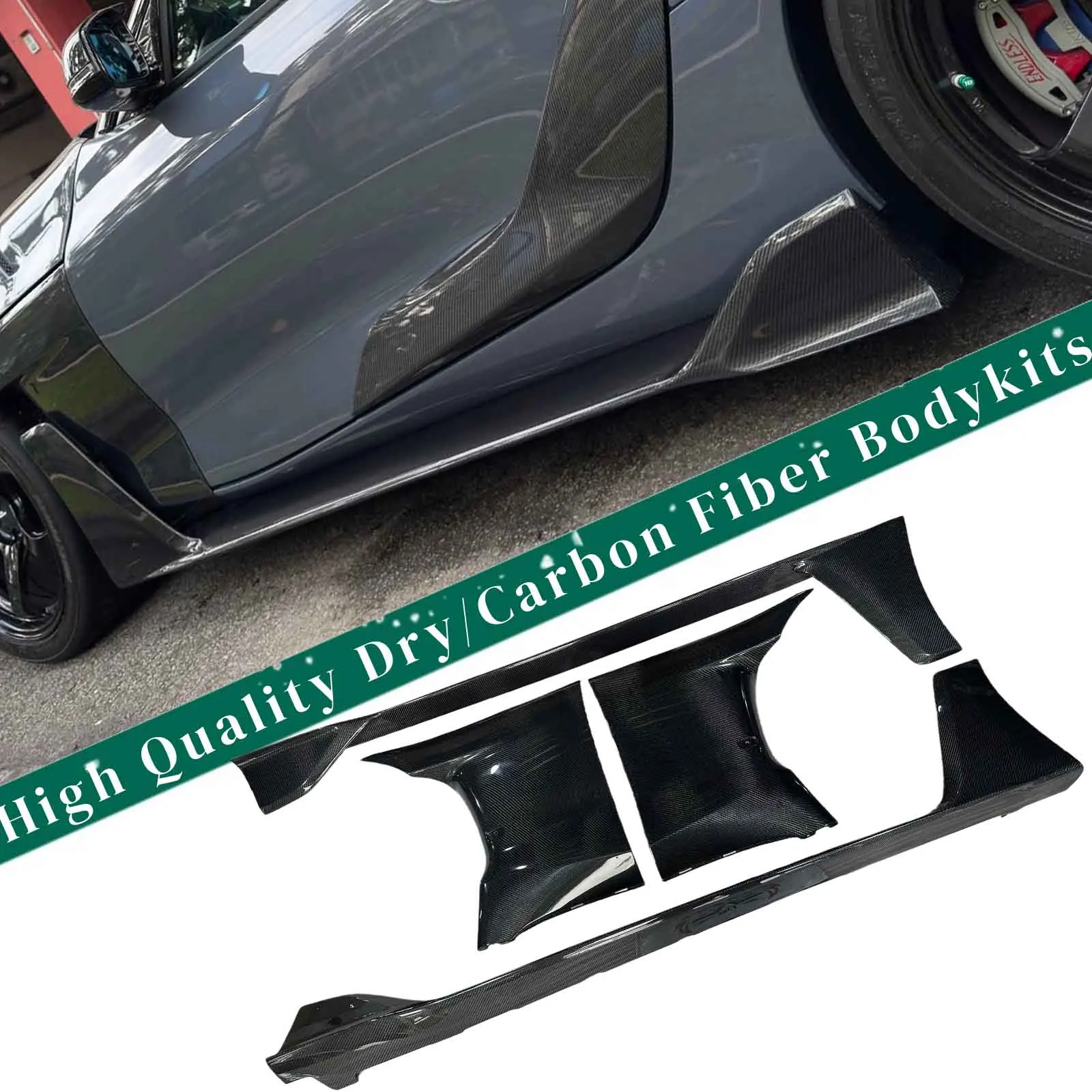 For Toyota Supra A90 A91 Mk5 Dry Carbon Skirt Bull Devil Fender Side Surrounding Modification AD-V2 Style Side Skirt Fender