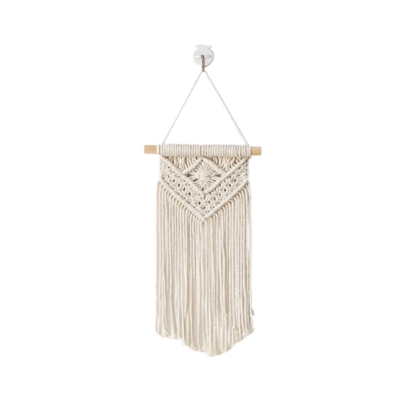 1Pcs Macrame Handwoven Bohemian Cotton Rope Boho Tapestry Home Decor Creamy-White Wall Hanging Decoration Art Tapestry