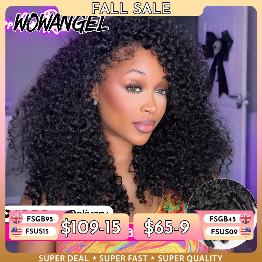 Burmese Curly 3 IN 1 Half Wigs Spiral Curls Human Hair Wigs Flip Over Wig With Drawstring For Women Glueless Beginner Friendly