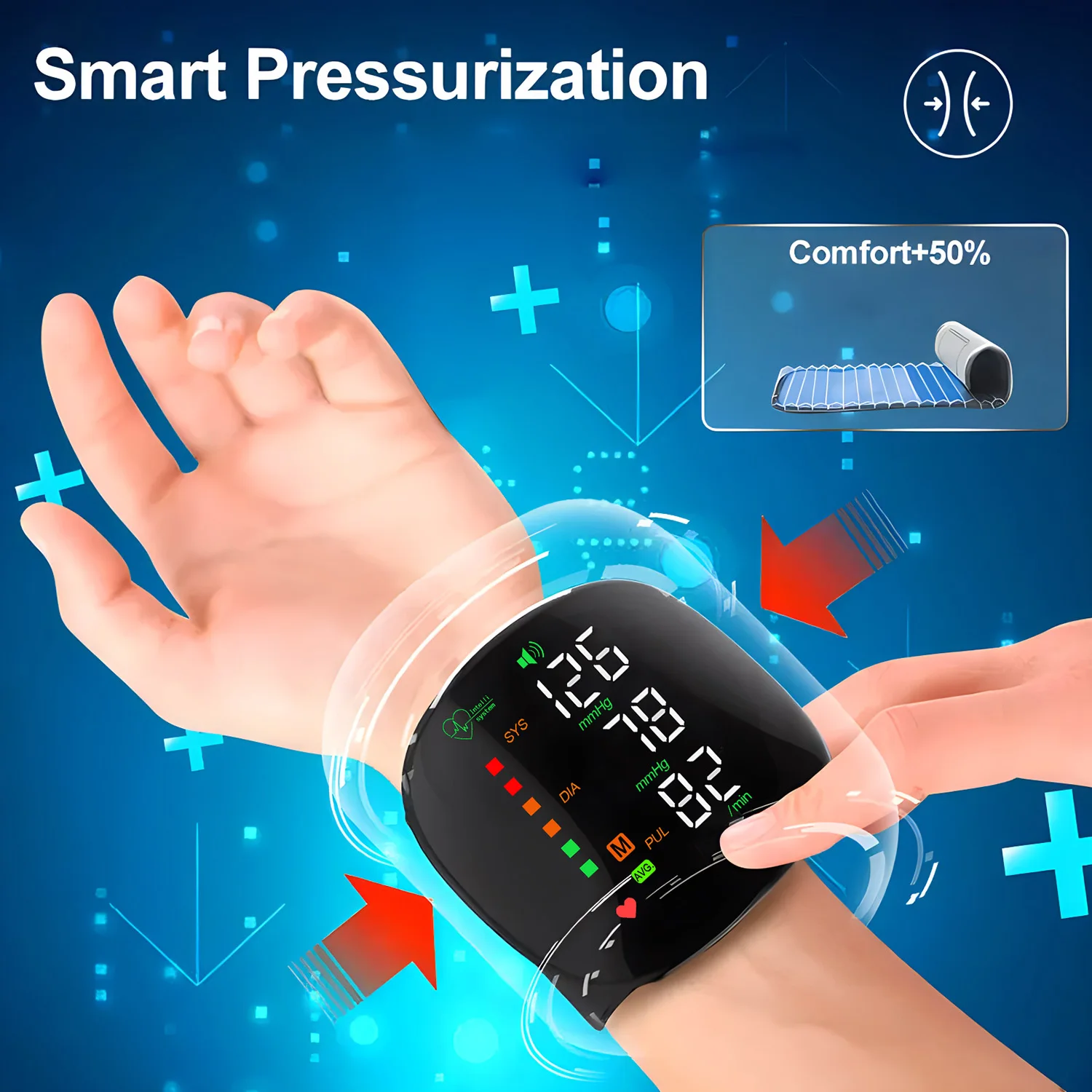 Moniteur de pression art�rielle num�rique au poignet, fr�quence cardiaque, mesure du pouls, sphygmomanom�tre m�dical, �cran LCD PR, portable, soins de sant�